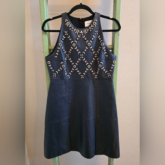 NWT ERDEM Hudson Navy Sleeveless Crystal Embellished Midi Dress, Sz 6 - Picture 2 of 11